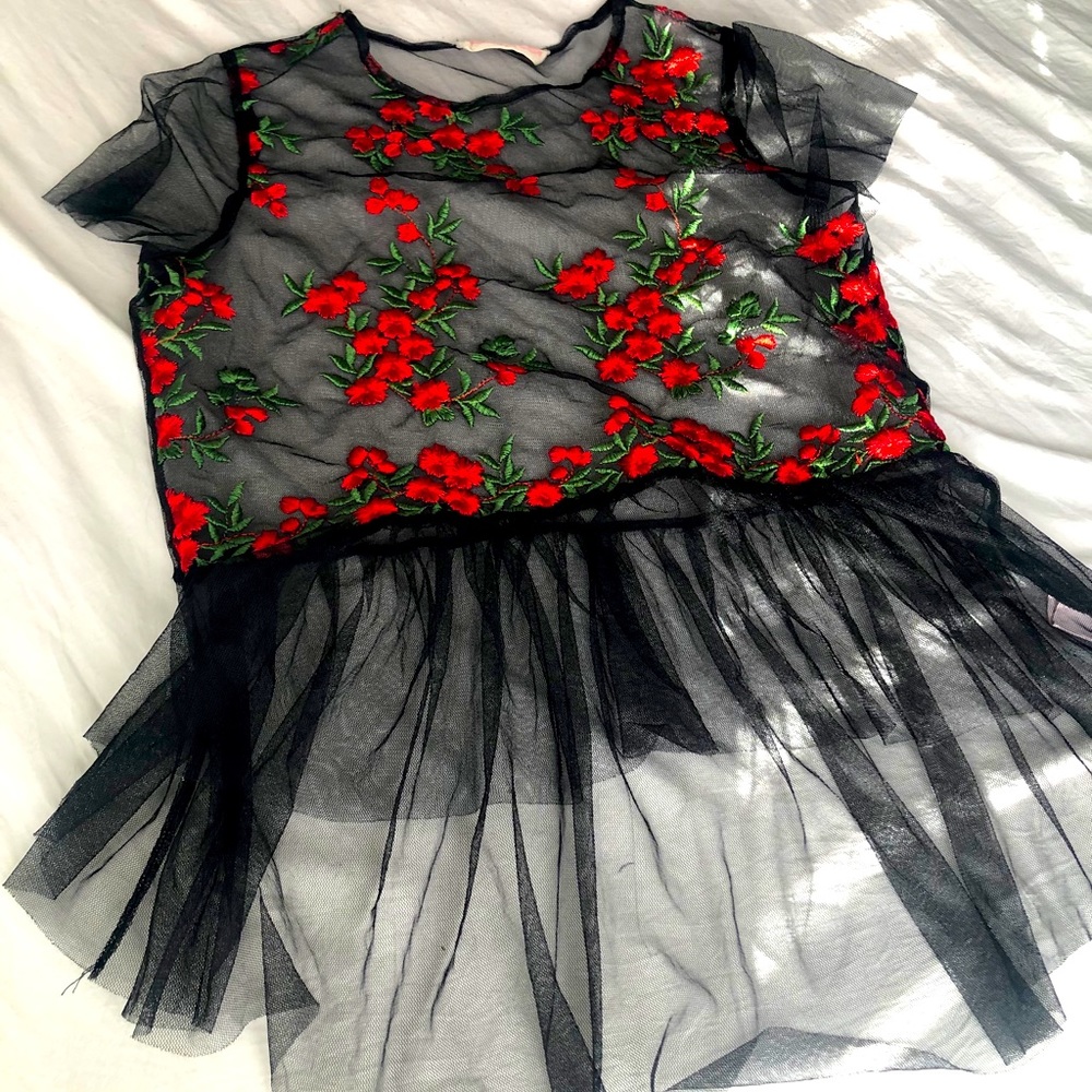 Sheer embroidered top!